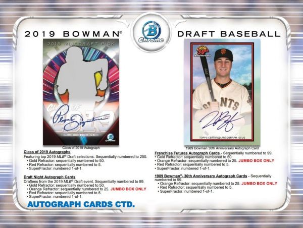 2019 Bowman Draft Baseball Jumbo 8 Box (Case)