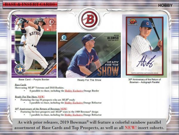 2019 Bowman Baseball Hobby 12 Box (Case)