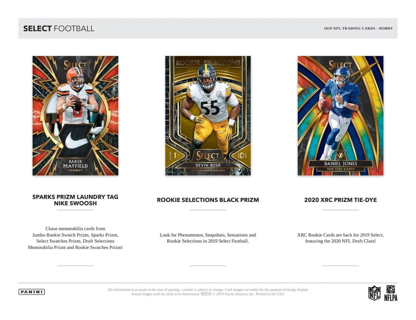 2019 Panini Select Football Hobby 12 Box (Case)