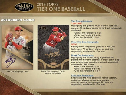 2019 Topps Tier One Baseball Hobby 12 Box (Case)