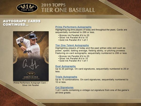 2019 Topps Tier One Baseball Hobby 12 Box (Case)