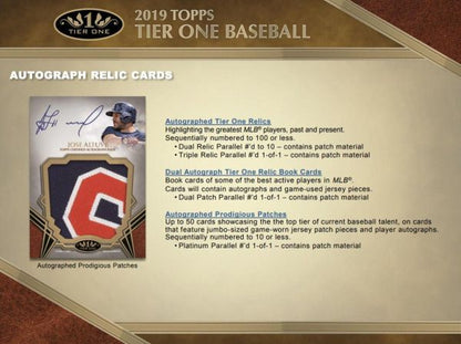 2019 Topps Tier One Baseball Hobby 12 Box (Case)