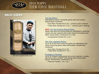 2019 Topps Tier One Baseball Hobby 12 Box (Case)