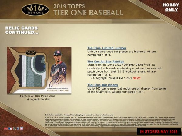 2019 Topps Tier One Baseball Hobby 12 Box (Case)