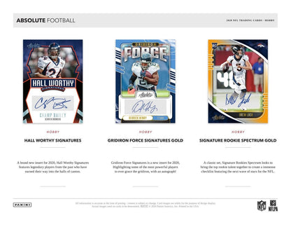 2020 Panini Absolute Football Hobby 12 Box (Case)