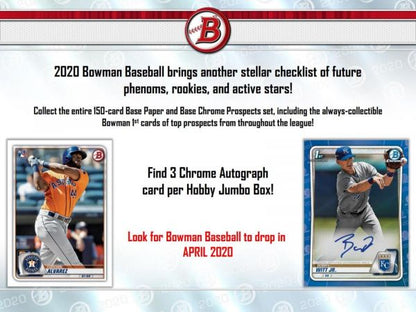 2020 Bowman Baseball Jumbo 8 Box (Case)