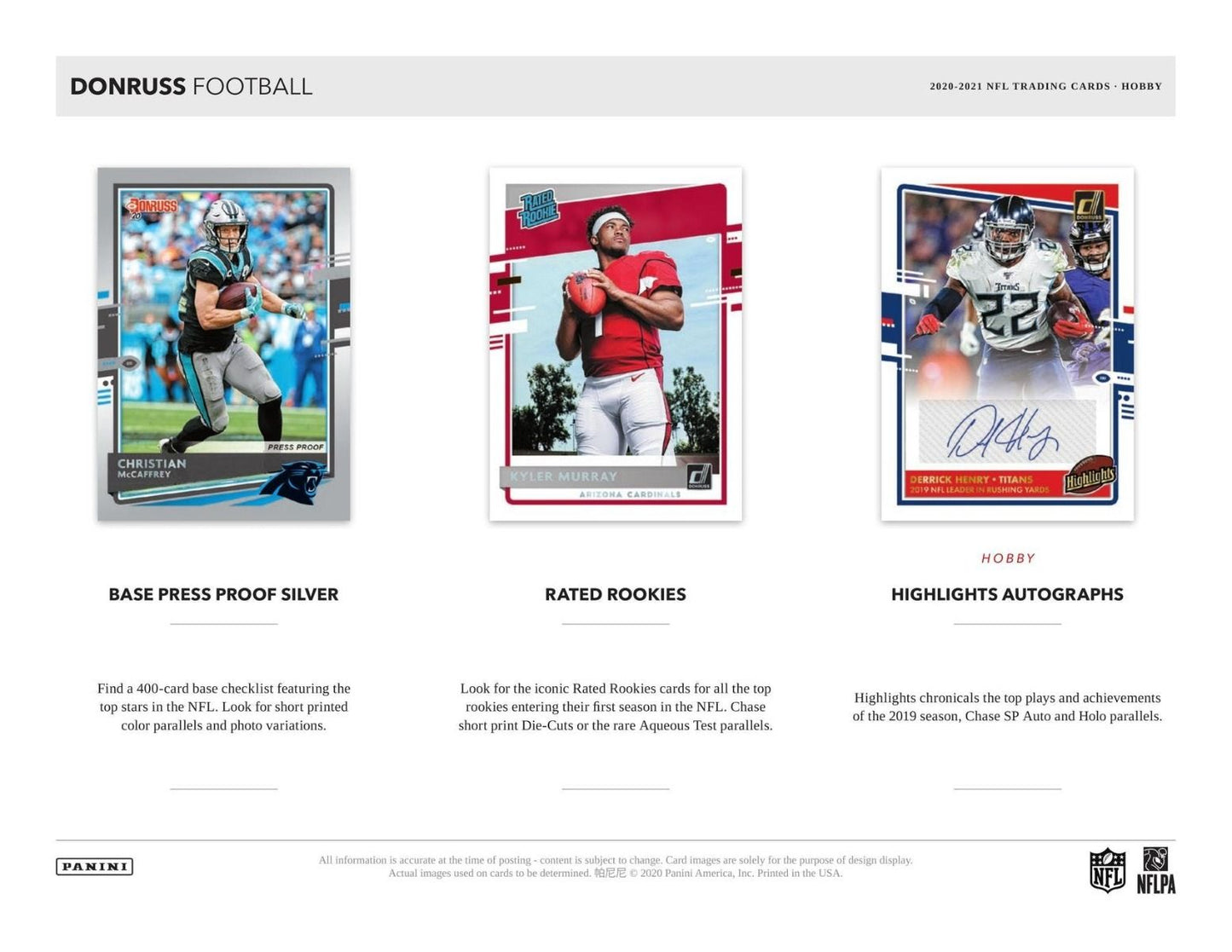 2020 Panini Donruss Football Hobby 18 Box (Case)