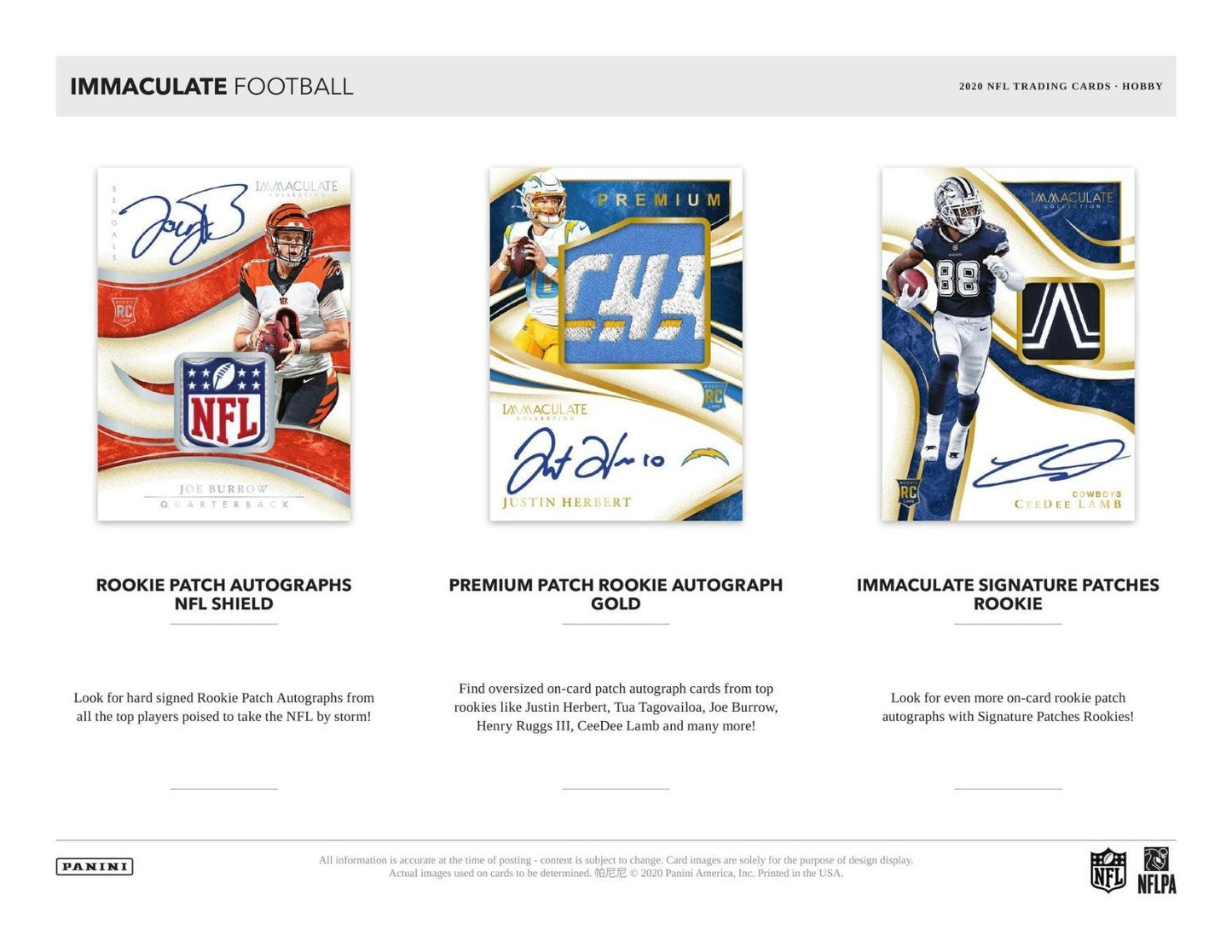 2020 Panini Immaculate Football Hobby 6 Box (Case)