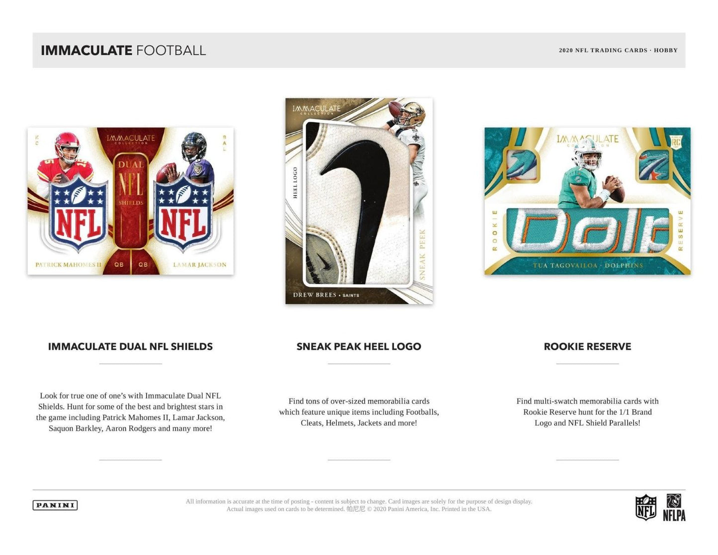 2020 Panini Immaculate Football Hobby 6 Box (Case)