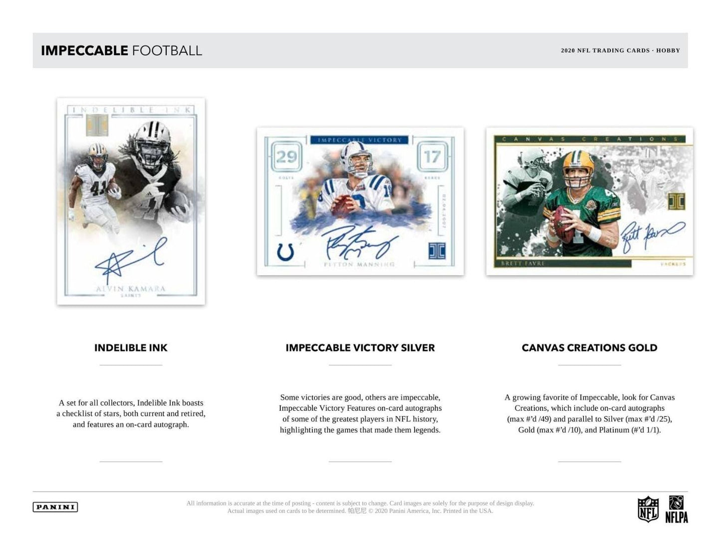 2020 Panini Impeccable Football Hobby 3 Box (Case)