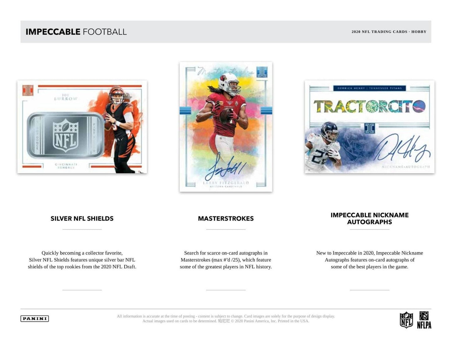 2020 Panini Impeccable Football Hobby 3 Box (Case)