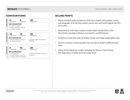 2020 Panini Mosaic Football Blaster 20 Box (Case)