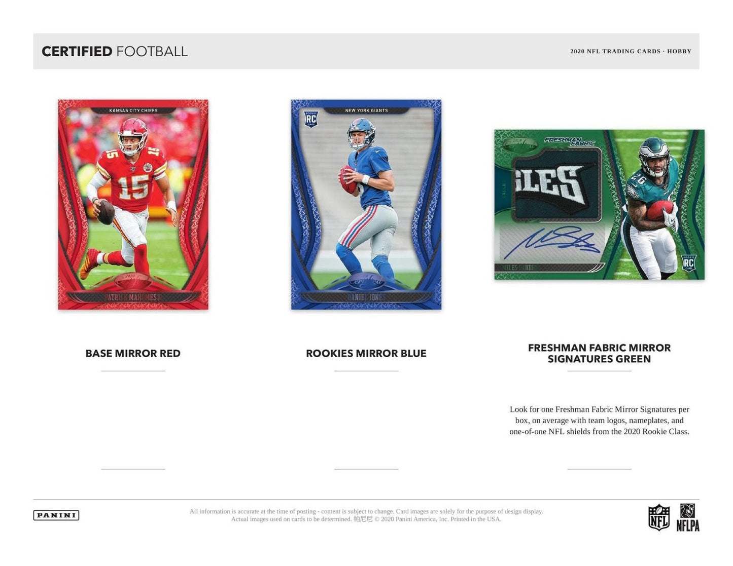 2020 Panini Certified FOTL 1st off The Line Football Hobby 20 Box (Case)