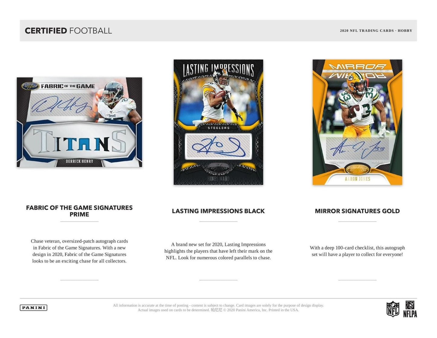 2020 Panini Certified FOTL 1st off The Line Football Hobby 20 Box (Case)