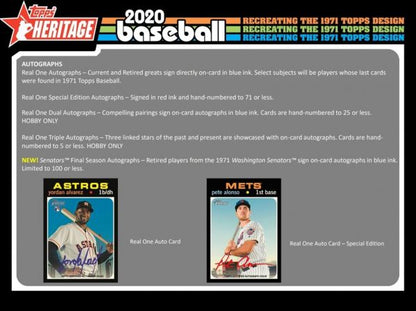 2020 Topps Heritage Baseball Hobby 12 Box (Case)