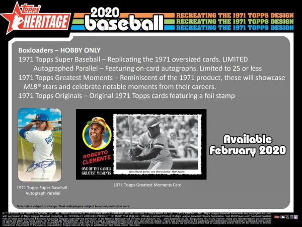 2020 Topps Heritage Baseball Hobby 12 Box (Case)