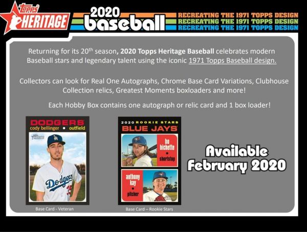 2020 Topps Heritage Baseball Hobby 12 Box (Case)