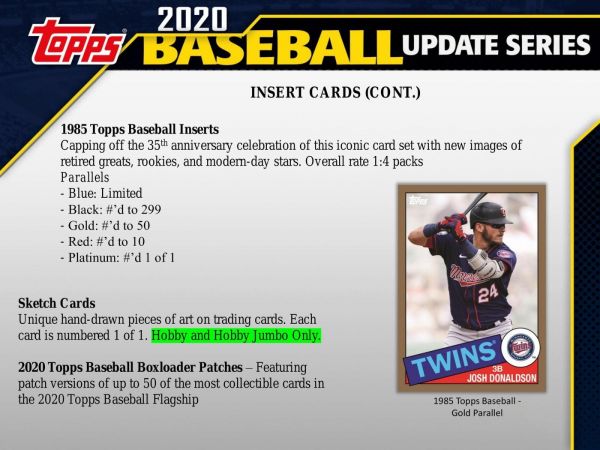 2020 Topps Update Series Baseball Hobby (Box)