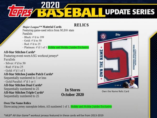 2020 Topps Update Series Baseball Hobby (Box)