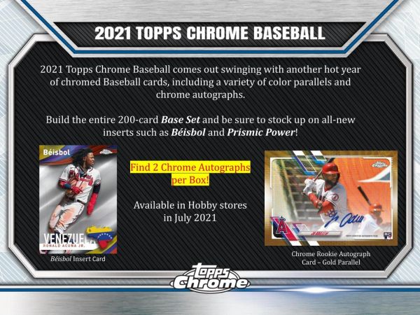 2021 Topps Chrome Baseball Hobby 12 Box (Case)