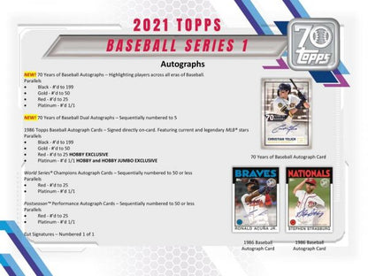 2021 Topps Series 1 Baseball Hobby 12 Box (Case)