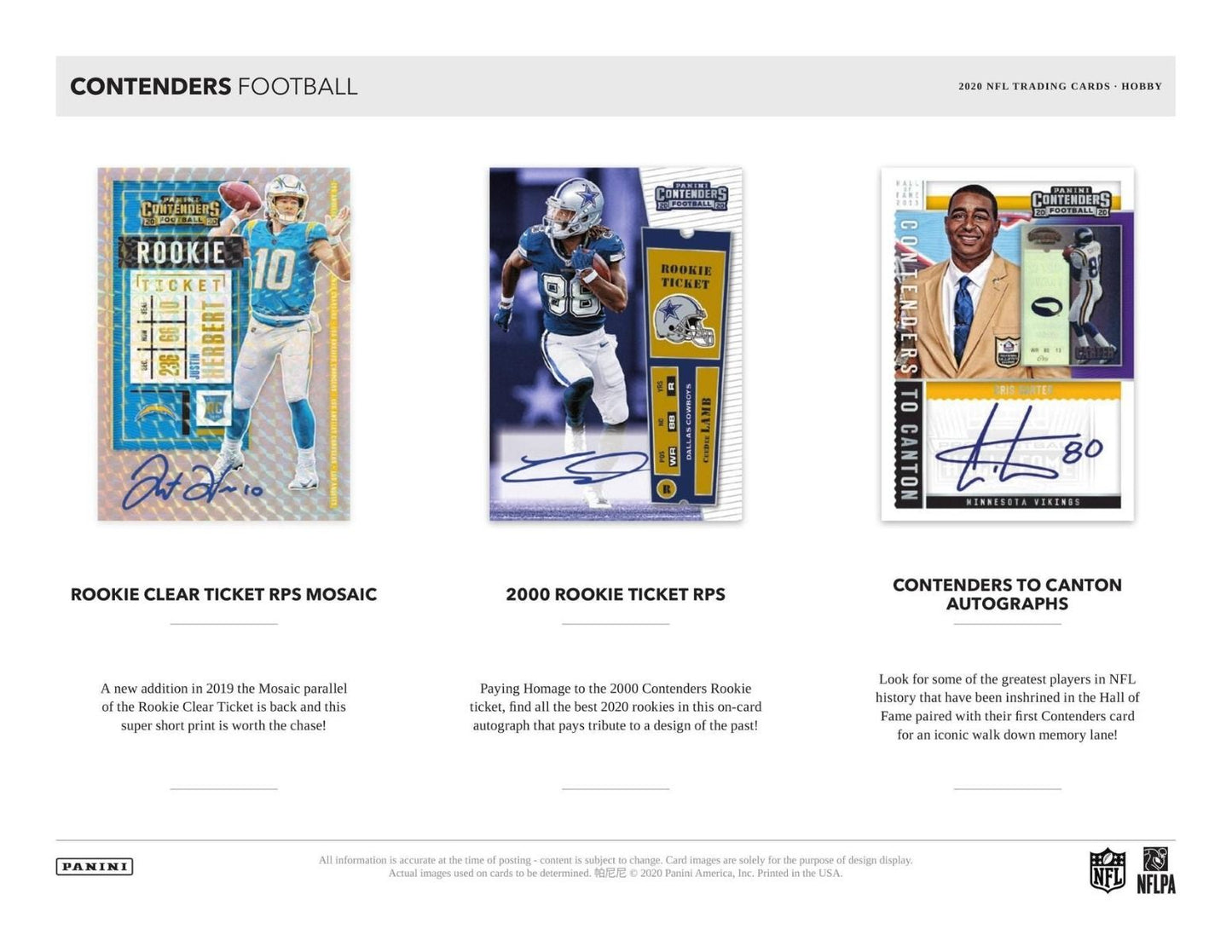 2020 Panini Contenders Football Hobby 12 Box (Case)