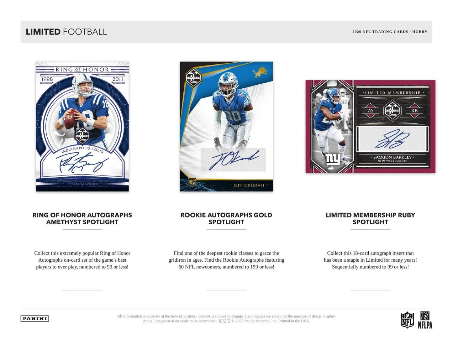 2020 Panini Limited Football Hobby 14 Box (Case)