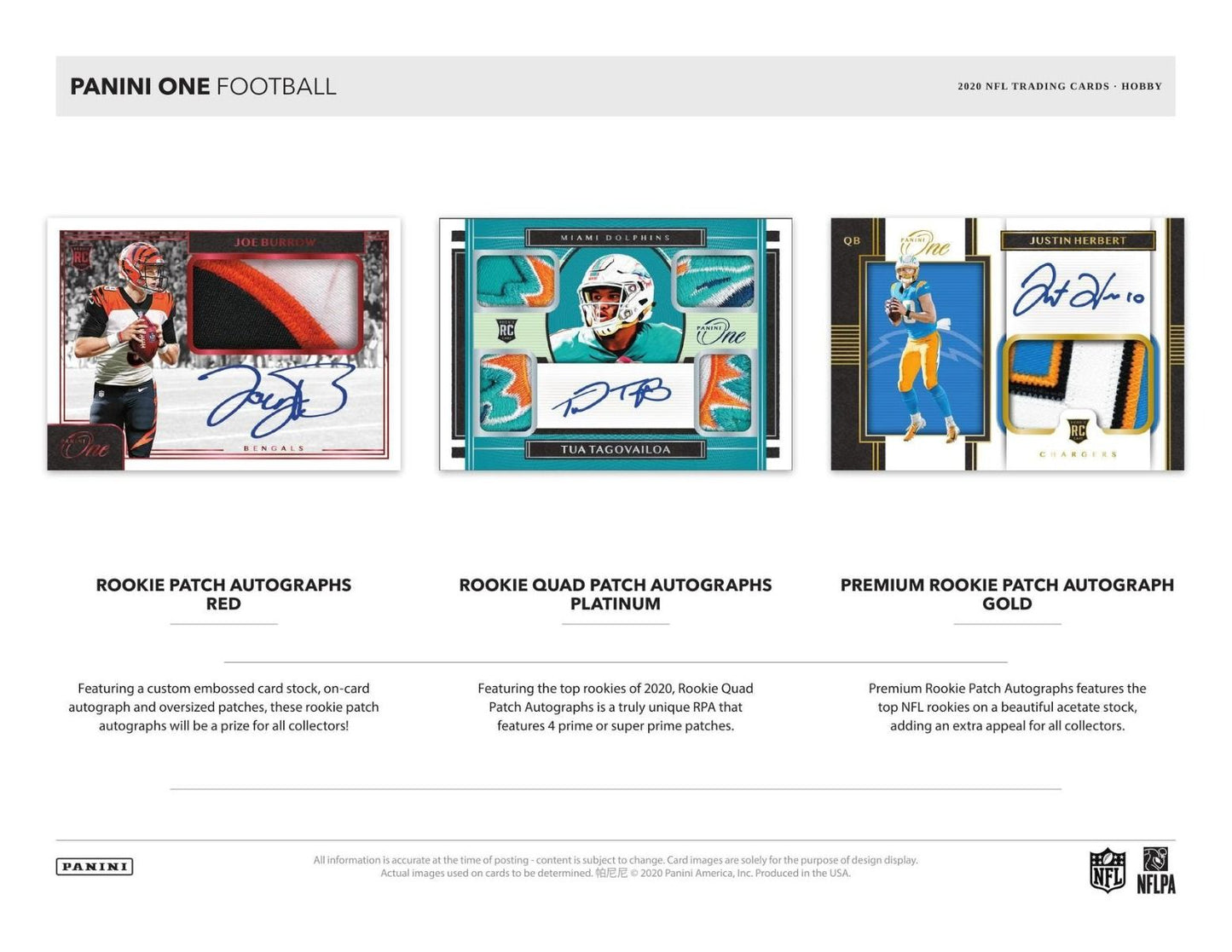 2020 Panini One Football Hobby 20 Box (Case)