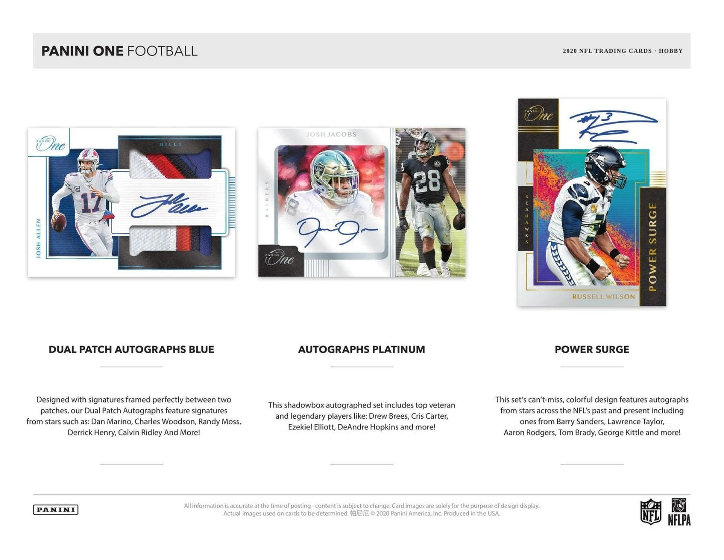 2020 Panini One Football Hobby 20 Box (Case)