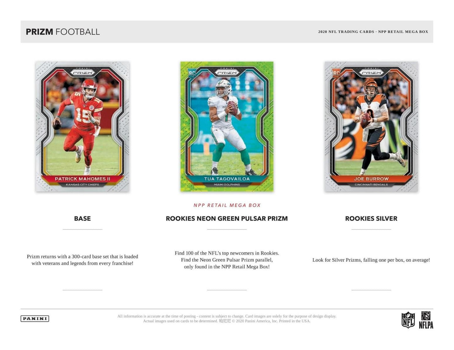 2020 Panini Prizm Football Mega 40ct (Walmart)(Box)