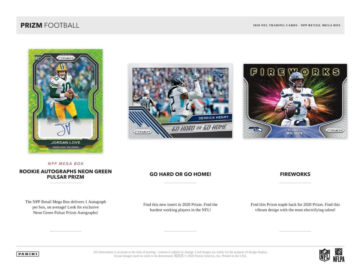 2020 Panini Prizm Football Mega 40ct (Walmart)(Box)