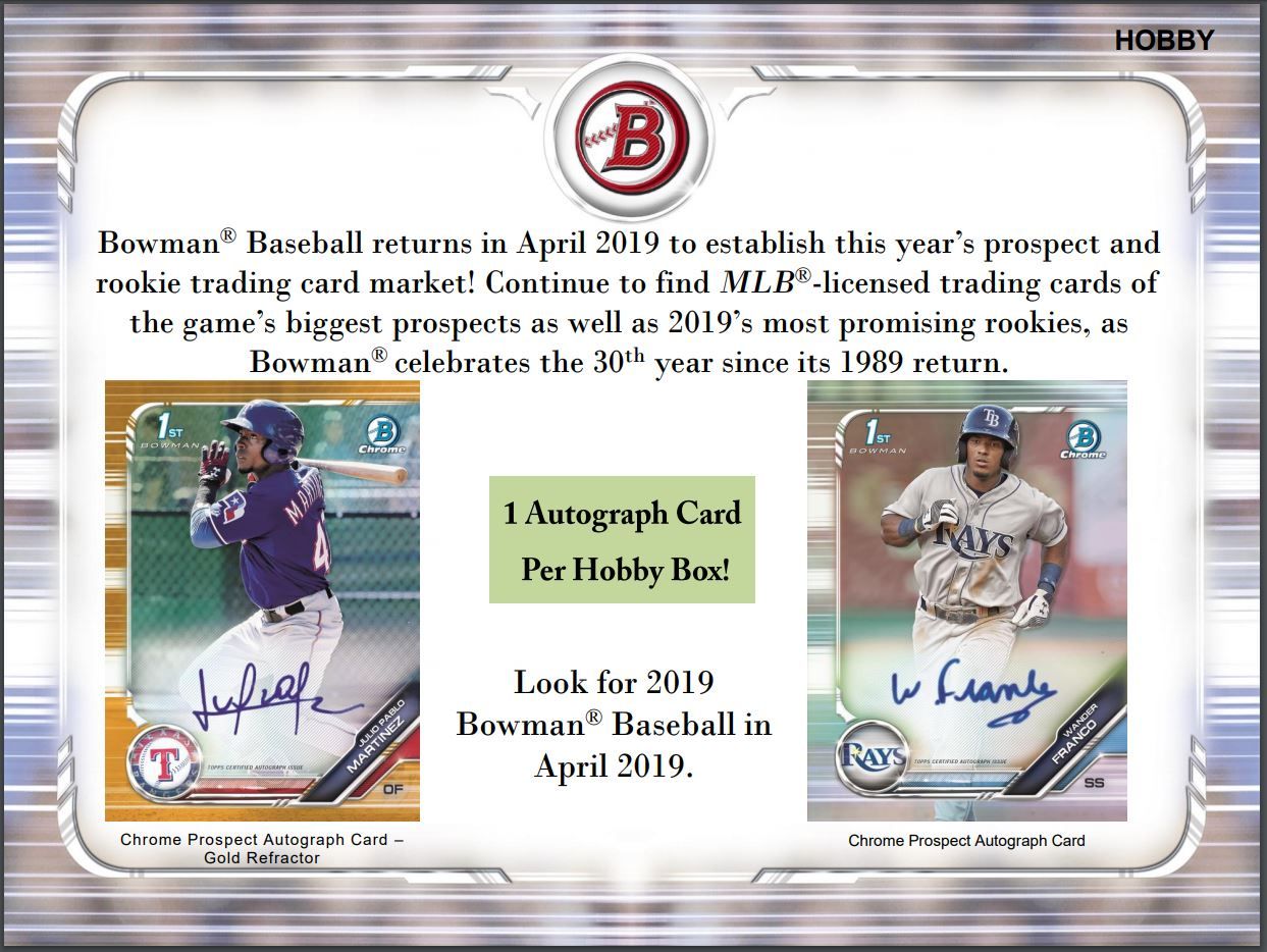 2019 Bowman Baseball Hobby (Box)