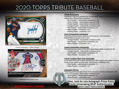 2020 Topps Tribute Baseball Hobby 6 Box (Case)