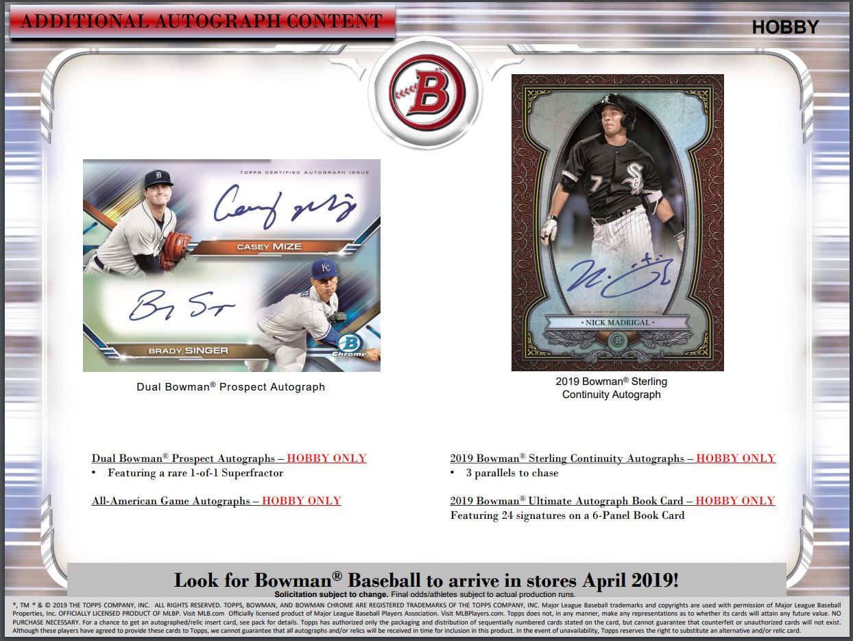 2019 Bowman Baseball Hobby (Box)