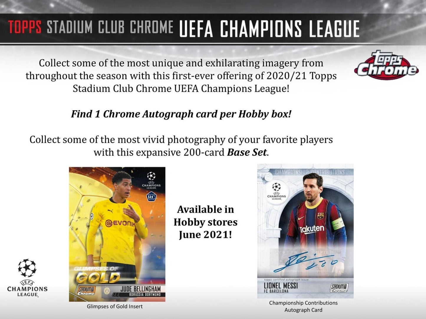 2020-21 Topps Chrome UEFA Champions League Stadium Club Soccer Hobby (Box)