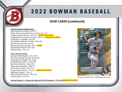 2022 Bowman Baseball Hobby 12 Box (Case)