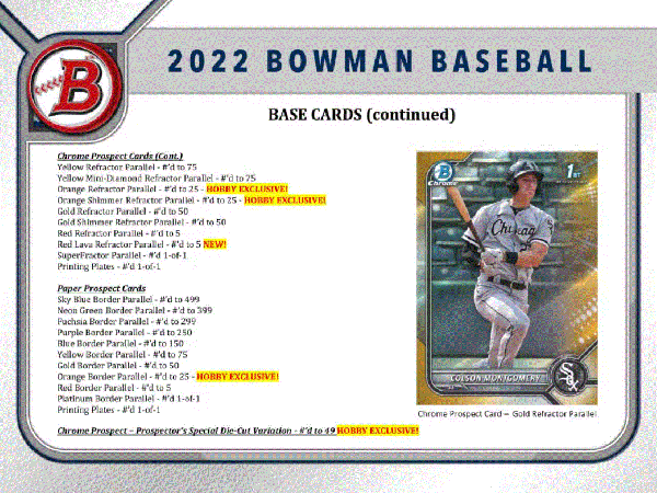 2022 Bowman Baseball Hobby (Box)