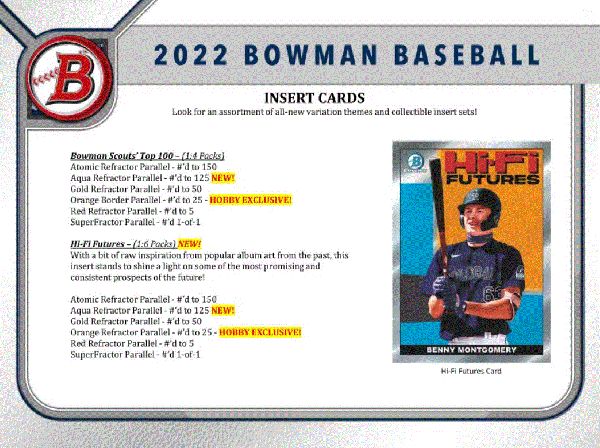 2022 Bowman Baseball Hobby 12 Box (Case)