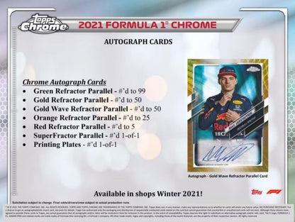 2021 Topps Chrome F1 Formula 1 Racing Hobby (Box)