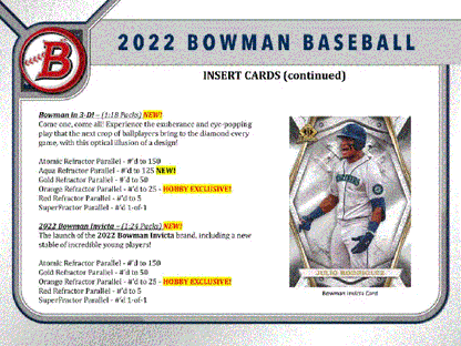 2022 Bowman Baseball Hobby 12 Box (Case)