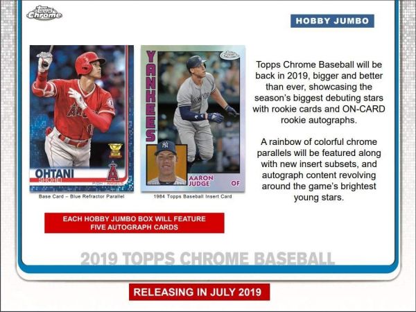 2019 Topps Chrome Baseball Jumbo 8 Box (Case)