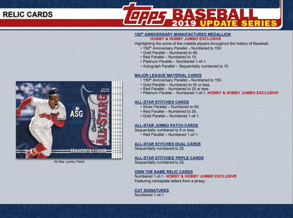 2019 Topps Update Series Baseball Hobby 12 Box (Case)