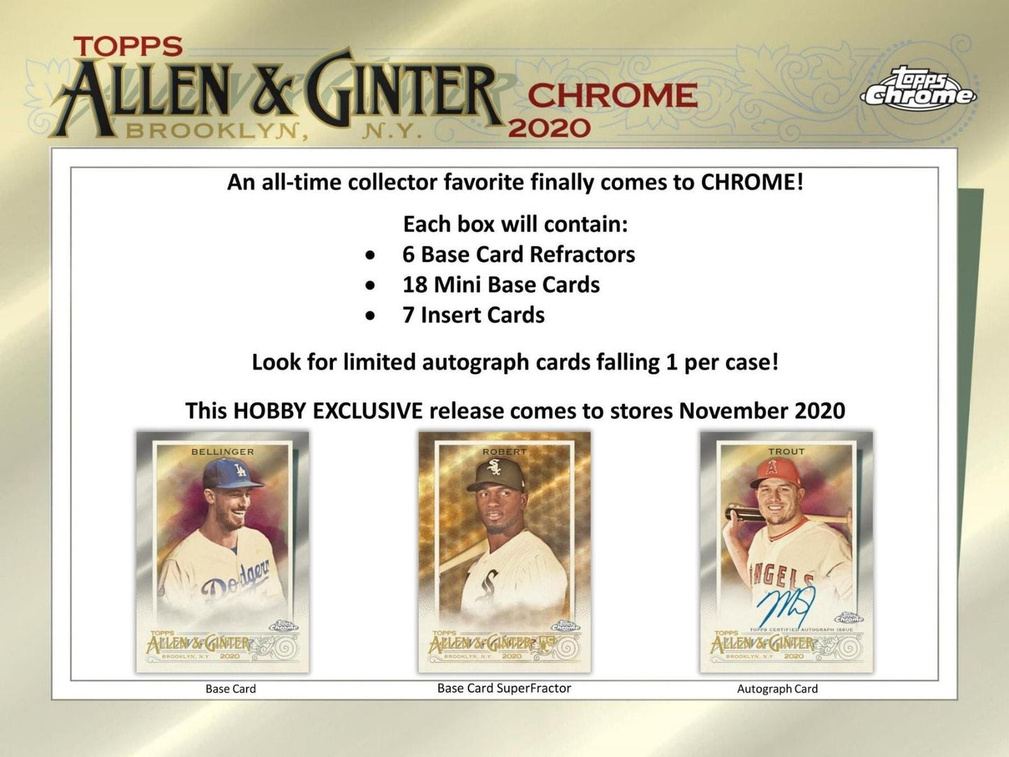 2020 Topps Allen & Ginter Chrome Baseball Hobby 12 Box (Case)