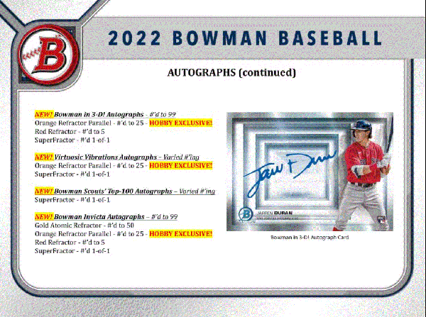 2022 Bowman Baseball Hobby 12 Box (Case)