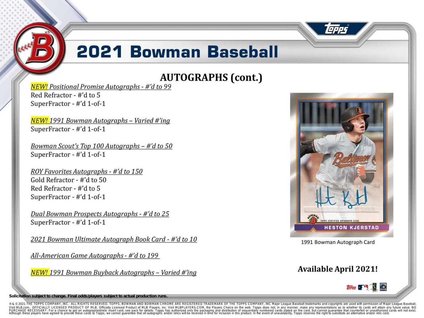 2021 Bowman Baseball Jumbo (Box)