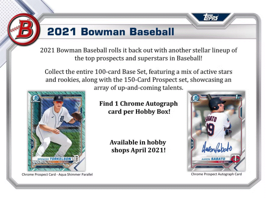 2021 Bowman Baseball Hobby 12 Box (Case)