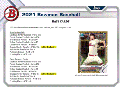 2021 Bowman Baseball Hobby 12 Box (Case)