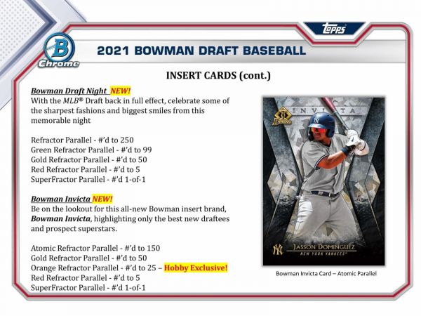 2021 Bowman Draft Baseball Jumbo 8 Box (Case)