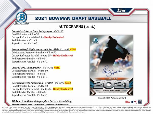 2021 Bowman Draft Baseball Jumbo 8 Box (Case)