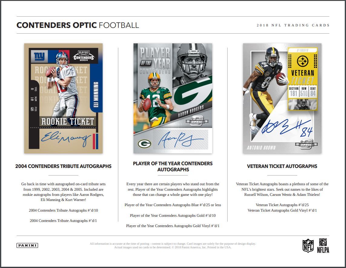 2018 Panini Contenders Optic Football Hobby (Box)